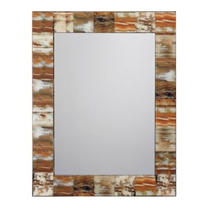 Jamie Young Co Medium Rectangle Modern Faux Horn and Glass Mirror in Natural