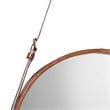 J&D Designs Co Large Round Traditional Glass and Leather Mirror in Brown