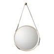 J&D Designs Co Large Round Traditional Hide and Glass Mirror in White