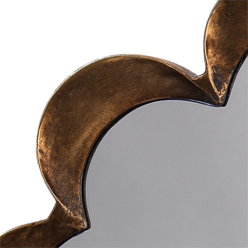 J&D Designs Co Scalloped Modern Metal Mirror in Antique Brass