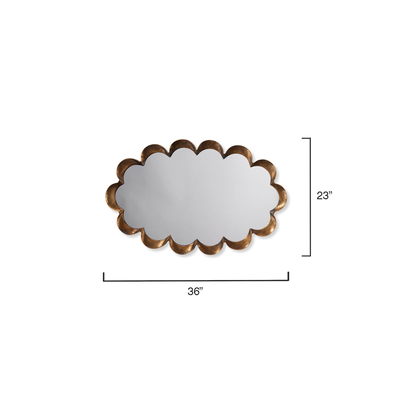 J&D Designs Co Scalloped Modern Metal Mirror in Antique Brass