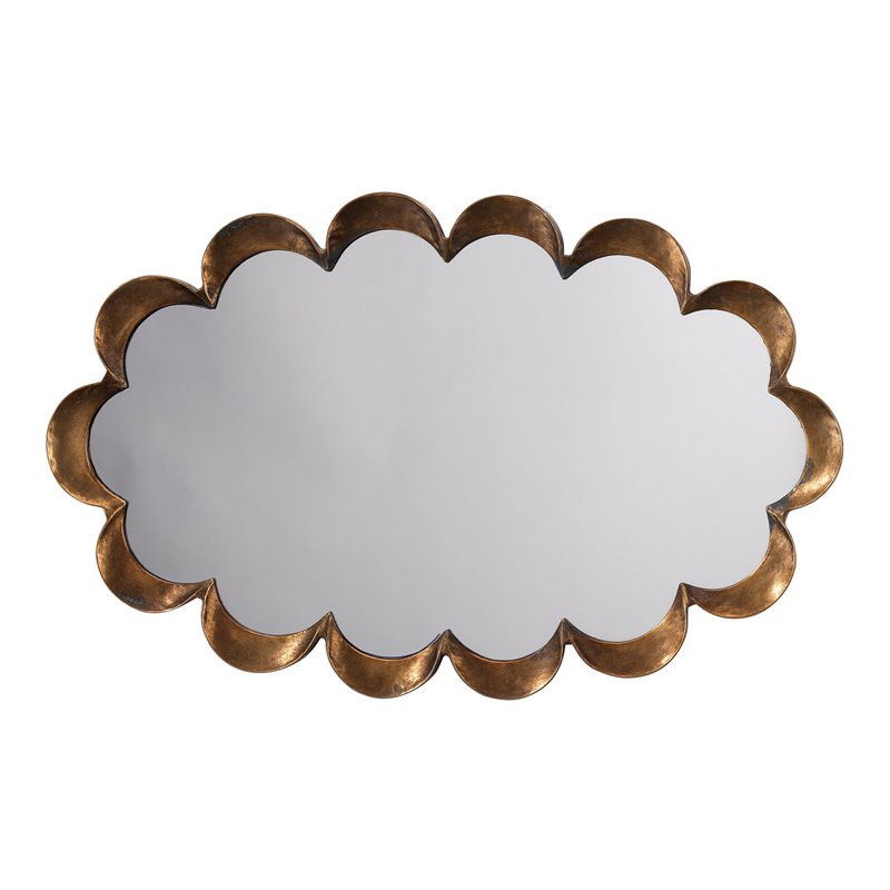 J&D Designs Co Scalloped Modern Metal Mirror in Antique Brass