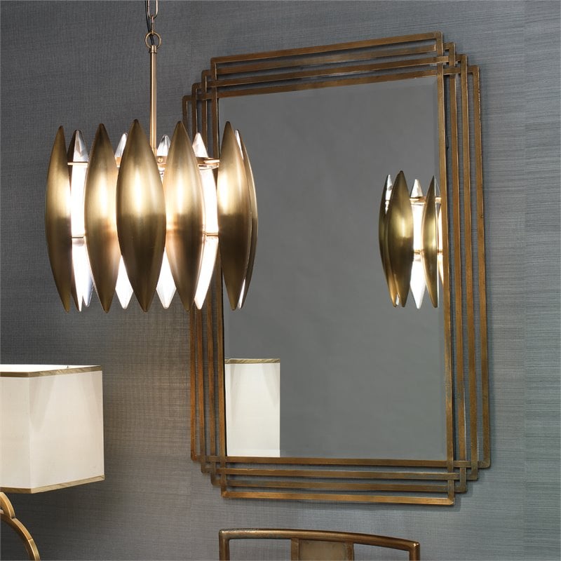J&D Designs Co Serai Contemporary Metal Mirror in Antique Brass