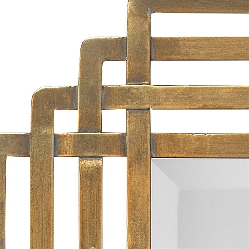 J&D Designs Co Serai Contemporary Metal Mirror in Antique Brass