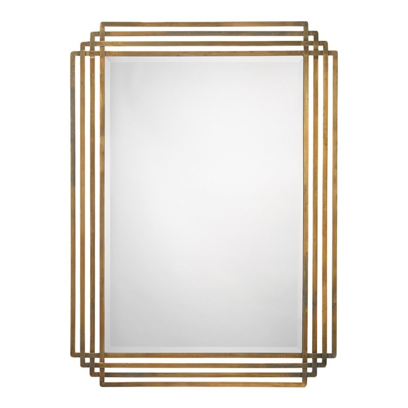 J&D Designs Co Serai Contemporary Metal Mirror in Antique Brass