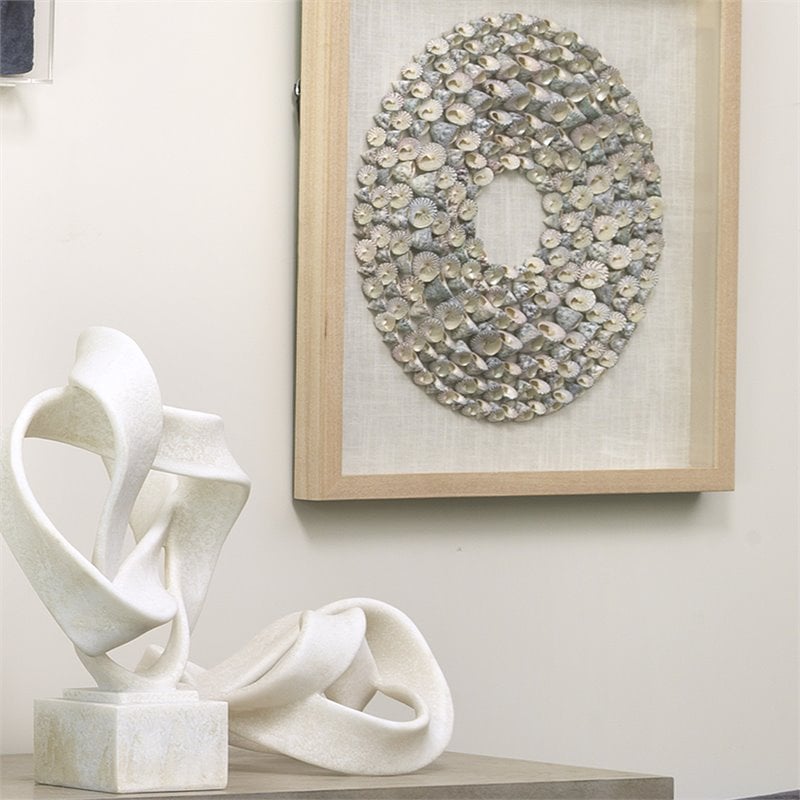 J&D Designs Co Bora Coastal Pine Wood Framed Wall Art in White