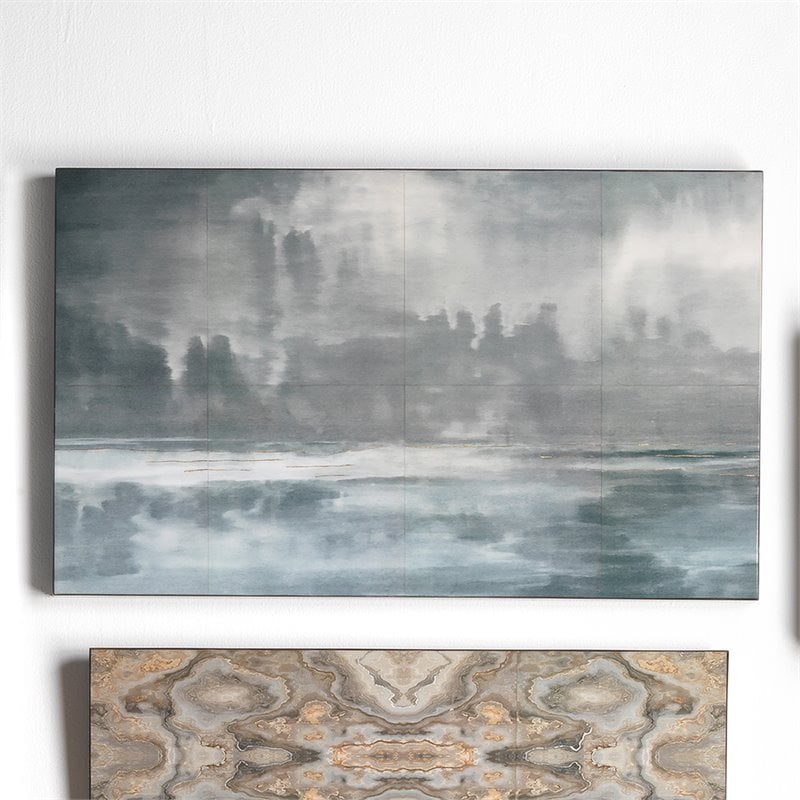 J&D Designs Co Cloudscape Transitional Wood Wall Art in Navy/Slate Lacquer