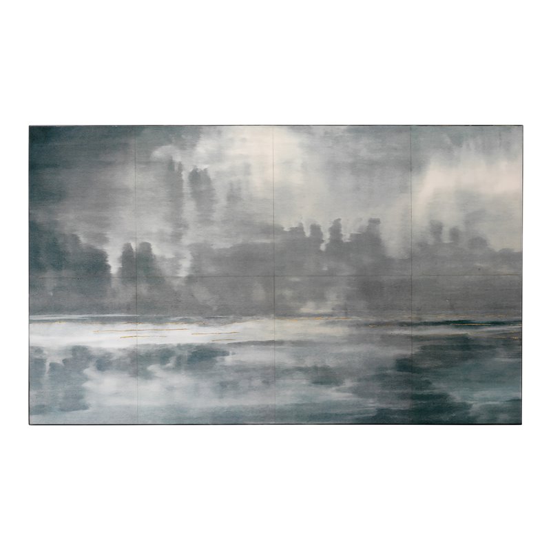 J&D Designs Co Cloudscape Transitional Wood Wall Art in Navy/Slate Lacquer