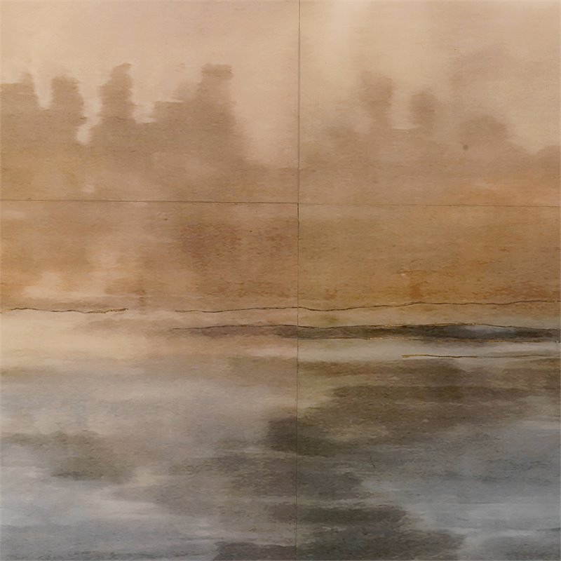 Jamie Young Co Cloudscape Transitional Wood Wall Art in Brown/Slate Lacquer