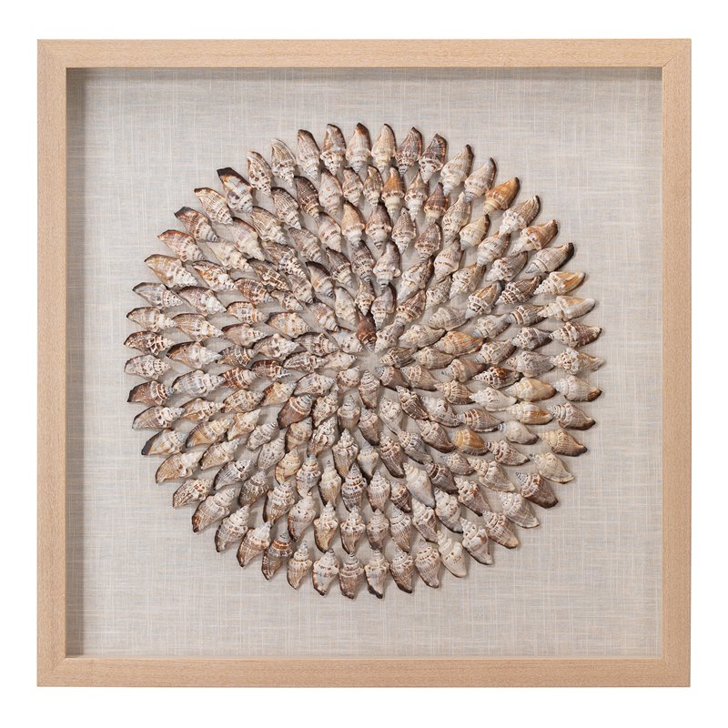 J&D Designs Co Riviera Coastal Wood Framed Wall Art in Off White/Brown