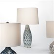 J&D Designs Filigree Ceramic Table Lamp with Linen Shade in Pale Blue