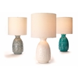 J&D Designs Frieze 1-Light Coastal Ceramic & Linen Table Lamp in White