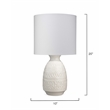 J&D Designs Frieze 1-Light Coastal Ceramic & Linen Table Lamp in White