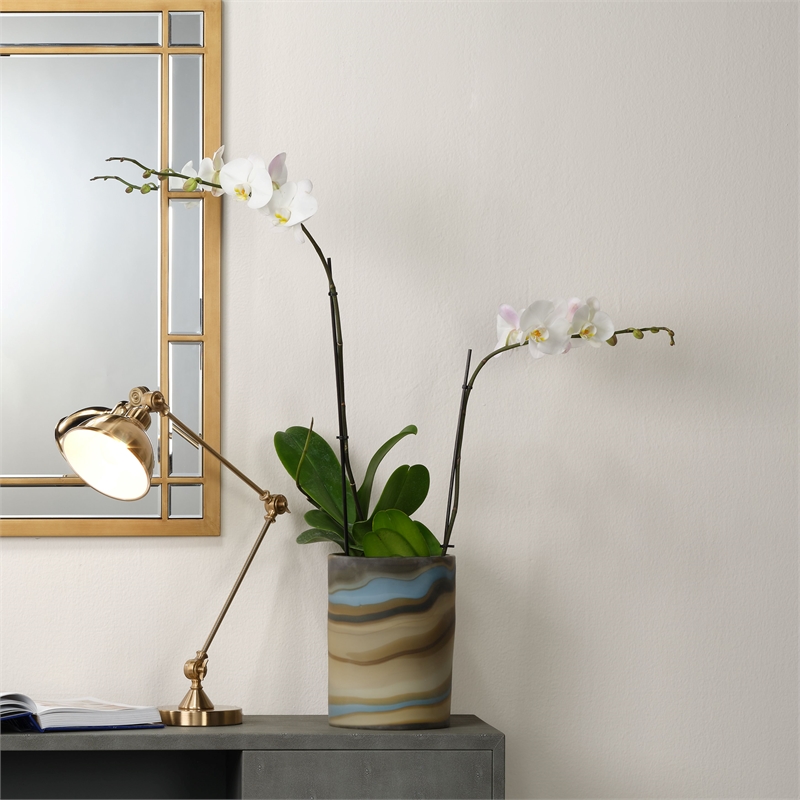J&D Designs Wallace Traditional Metal Table Lamp with Adjustable Hood in Brass