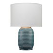 J&D Designs Graham Ceramic Table Lamp with Linen Shade in Blue/Brass