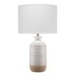 J&D Designs Ashwell Ceramic Table Lamp with Linen Shade in White/Brown