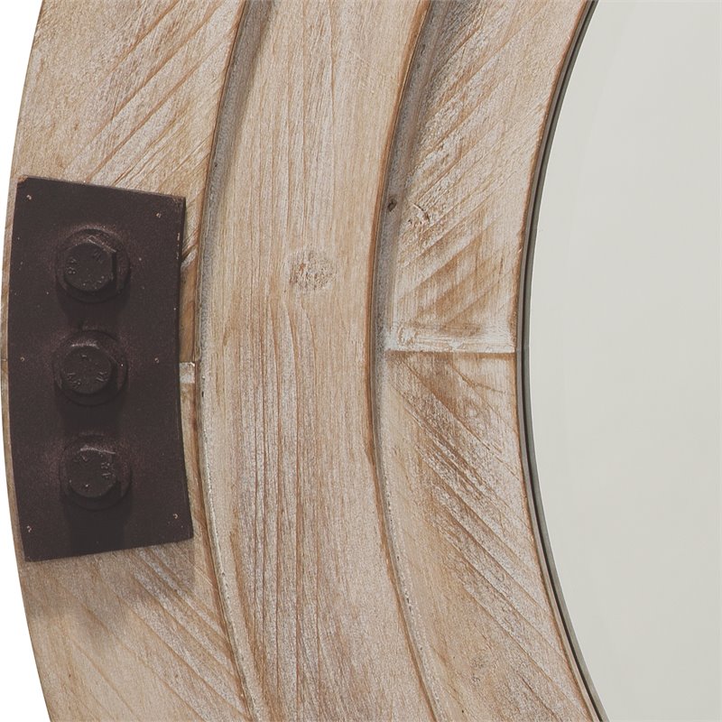J&D Designs Foreman Transitional Wood Simple Mirror in White Washed Finish