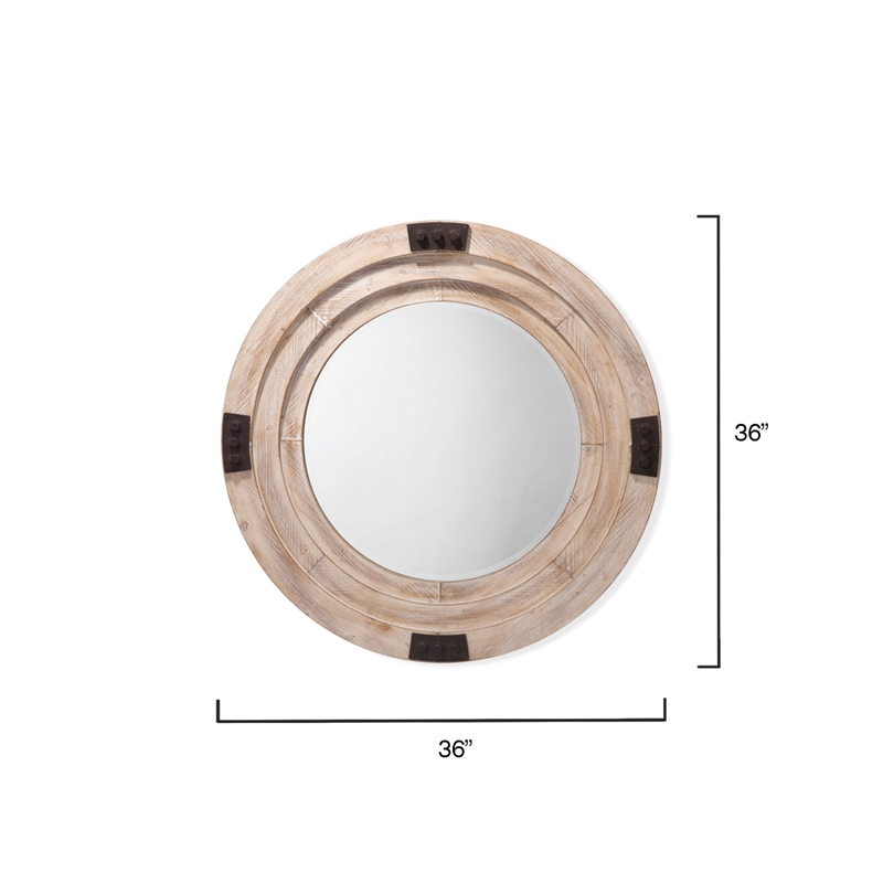 J&D Designs Foreman Transitional Wood Simple Mirror in White Washed Finish