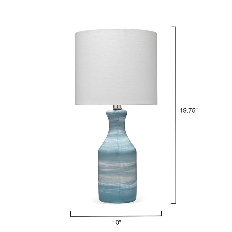 J&D Designs Bungalow 1-Light Transitional Ceramic Table Lamp in Blue/White