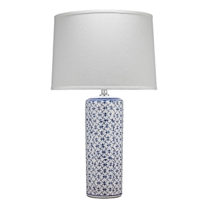 j&d designs vivian transitional ceramic & linen table lamp in blue/white