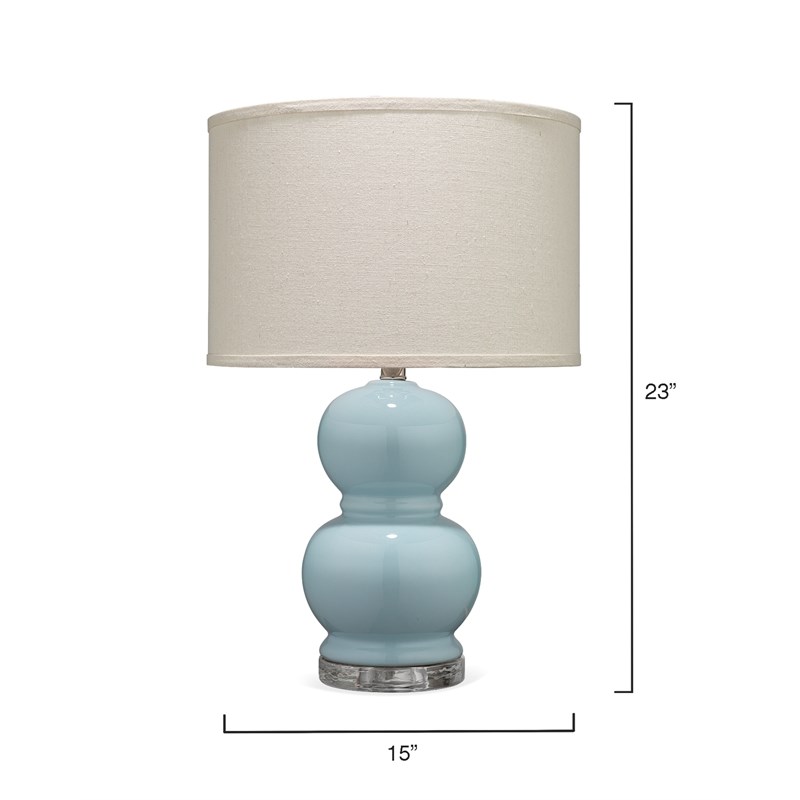 J&D Designs Bubble Transitional Glass Table Lamp with Linen Shade in Blue