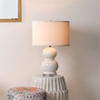 J&D Designs Bubble Transitional Glass Table Lamp with Linen Shade in Cream