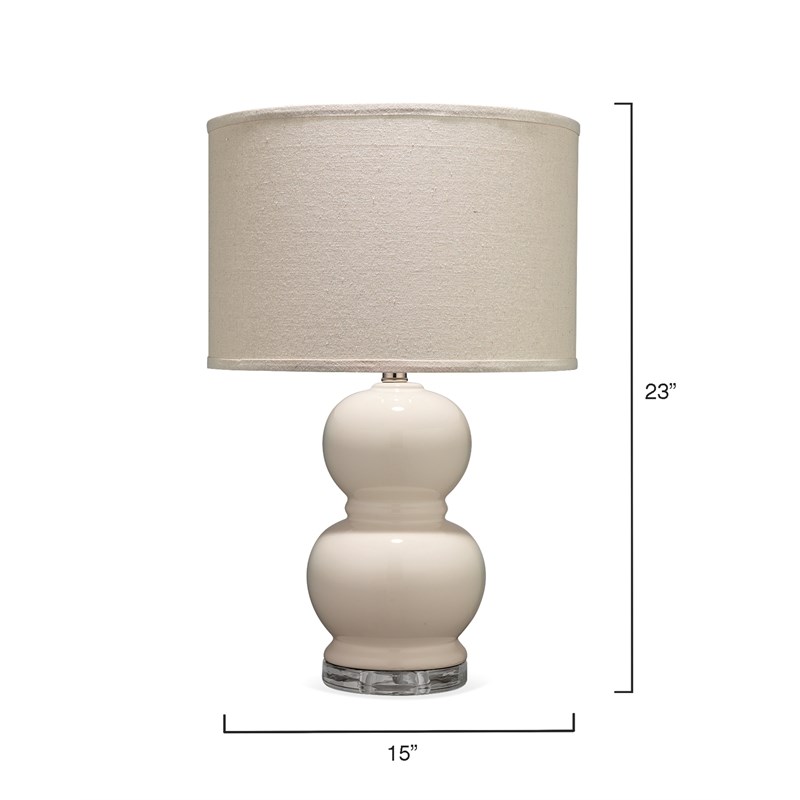 J&D Designs Bubble Transitional Glass Table Lamp with Linen Shade in Cream