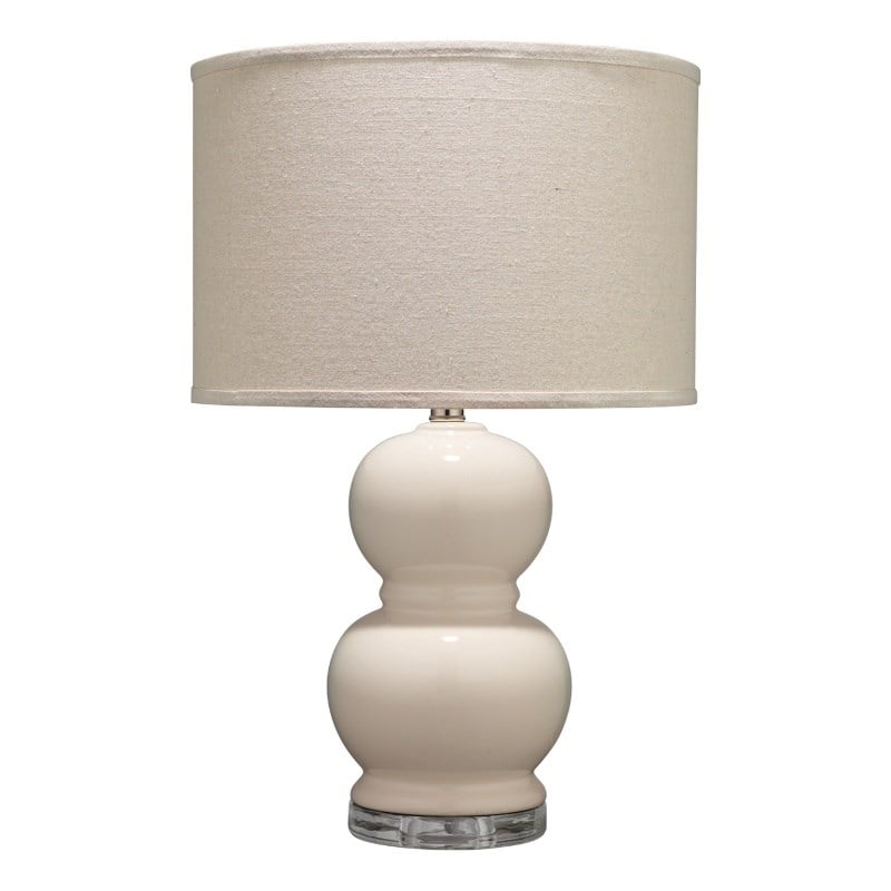 J&D Designs Bubble Transitional Glass Table Lamp with Linen Shade in Cream