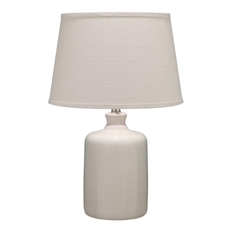 J&D Designs Transitional Glass Jar Table Lamp with Tapered Shade in Cream