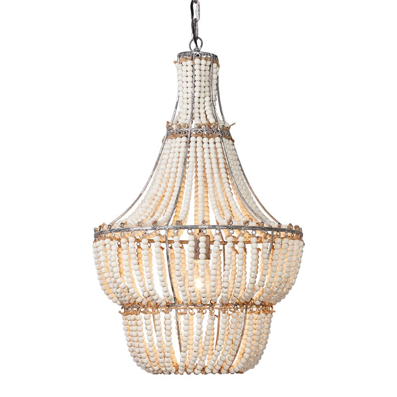 J&D Designs Blanca Transitional Wood Glamourous and Elegant Chandelier in White