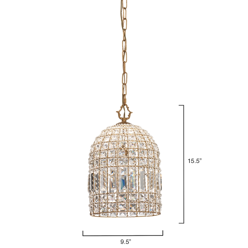 J&D Designs Transitional Glass Pendant in Clear and Antique Gold