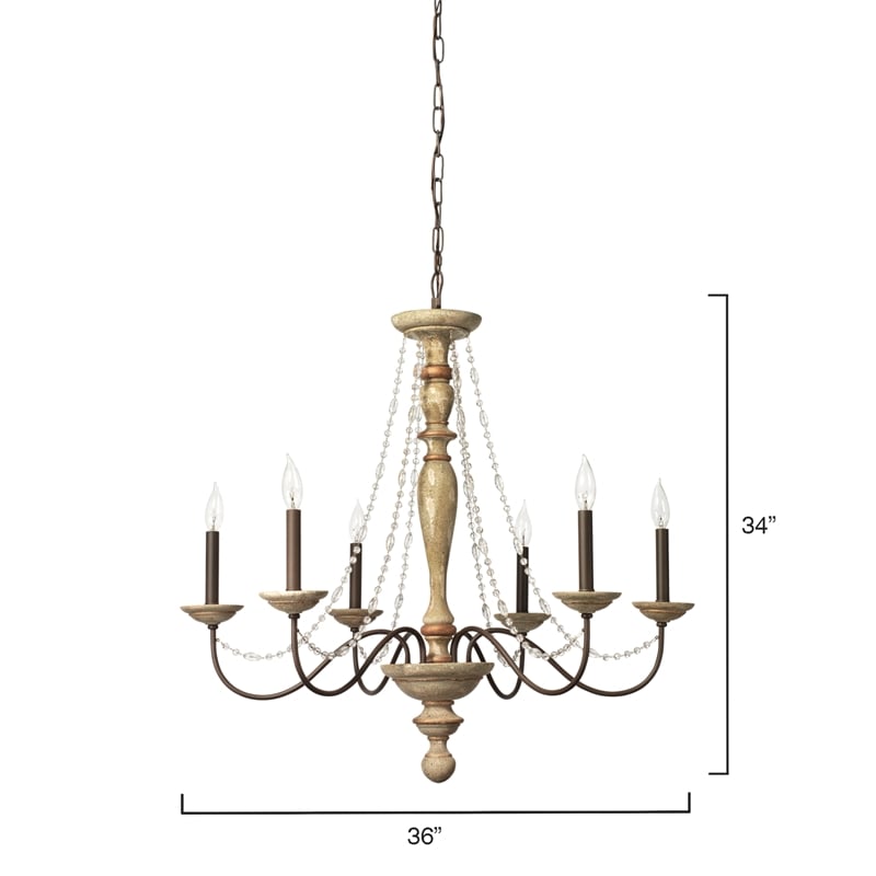 J&D Designs Maybel Transitional Wood Glamourous and Elegant Chandelier in White