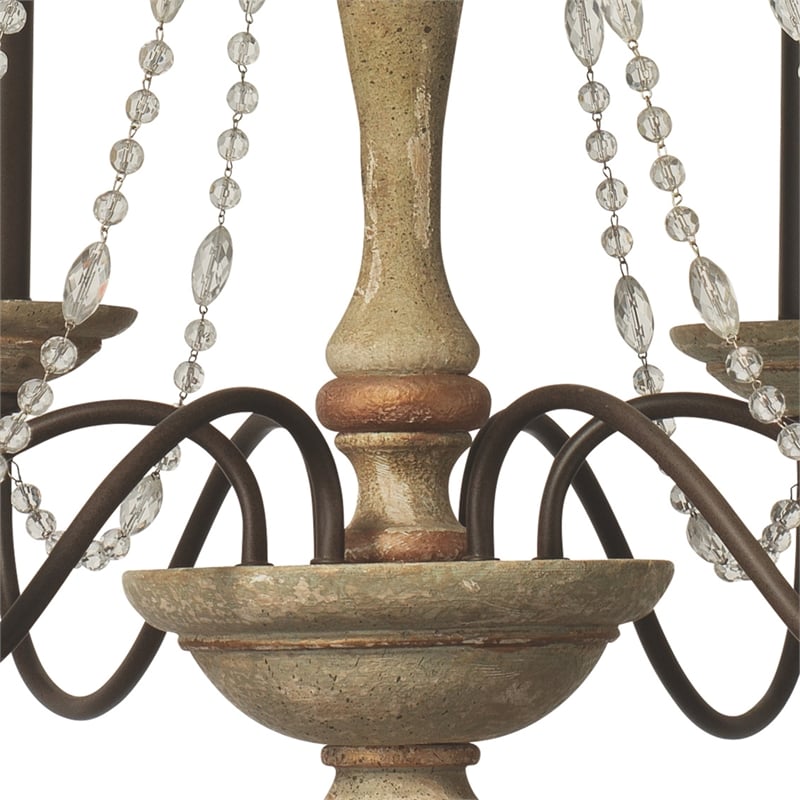 J&D Designs Maybel Transitional Wood Glamourous and Elegant Chandelier in White
