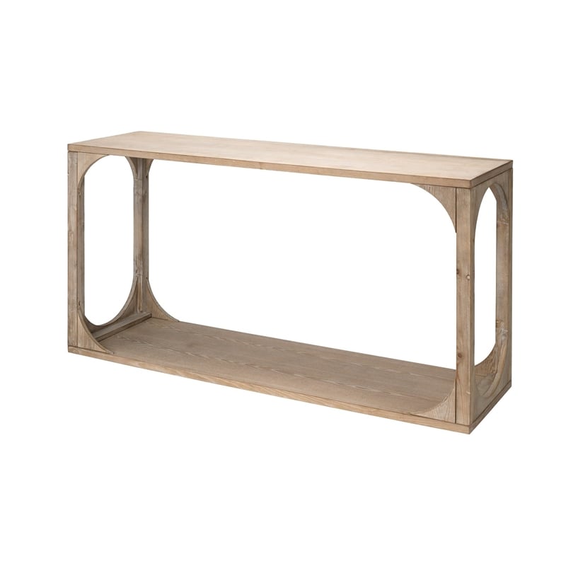 J&D Designs Everett MDF Wood Openwork Console Table in Gray Washed Finish
