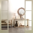J&D Designs Everett MDF Wood Openwork Console Table in Gray Washed Finish