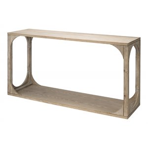 j&d designs everett mdf wood openwork console table in gray washed finish