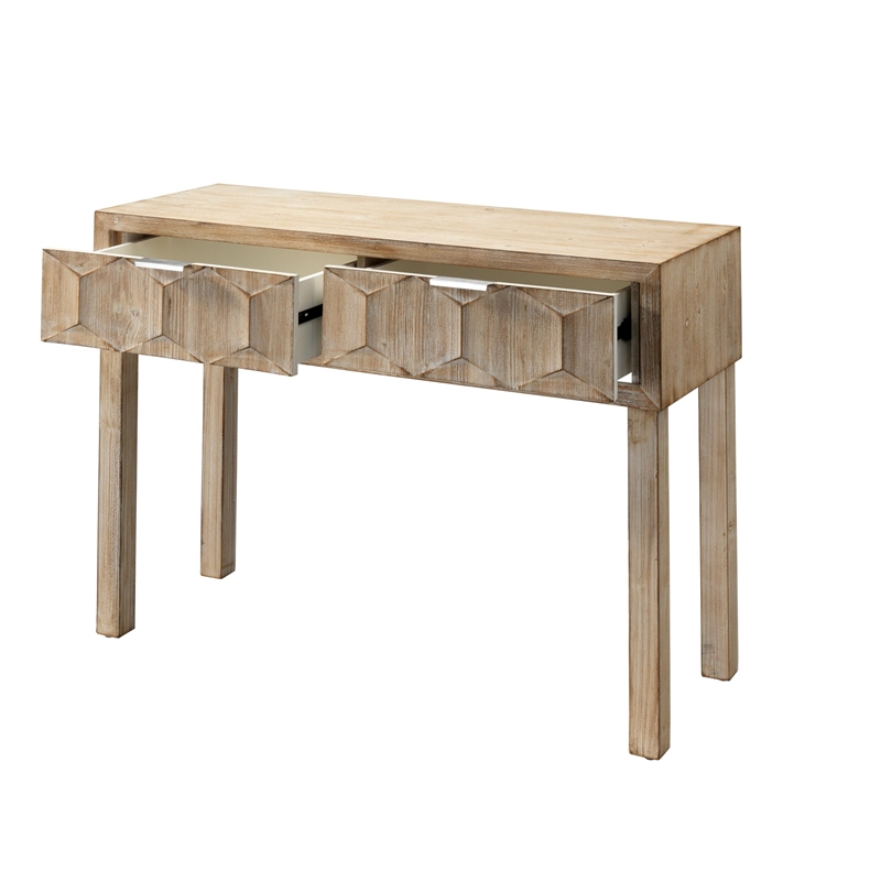 J&D Designs Juniper 2-drawer Transitional Wood Console Table in Gray Washed