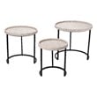 J&D Designs Maddox Faux Leather & Iron Nesting Tables in Cream (Set of 3)