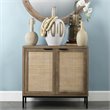 J&D Designs Reed 2-Door Coastal Wood & Iron Accent Cabinet in Brown