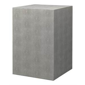 j&d designs structure square faux shagreen and wood side table in gray