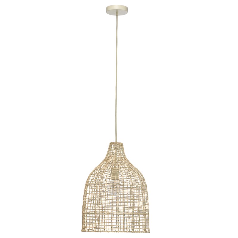 J&D Designs Coastal Rattan Whisper Hand-woven Pendant in Mushroom Beige Finish