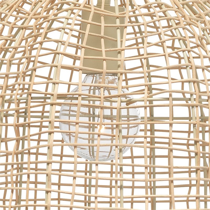 J&D Designs Coastal Rattan Whisper Hand-woven Pendant in Mushroom Beige Finish