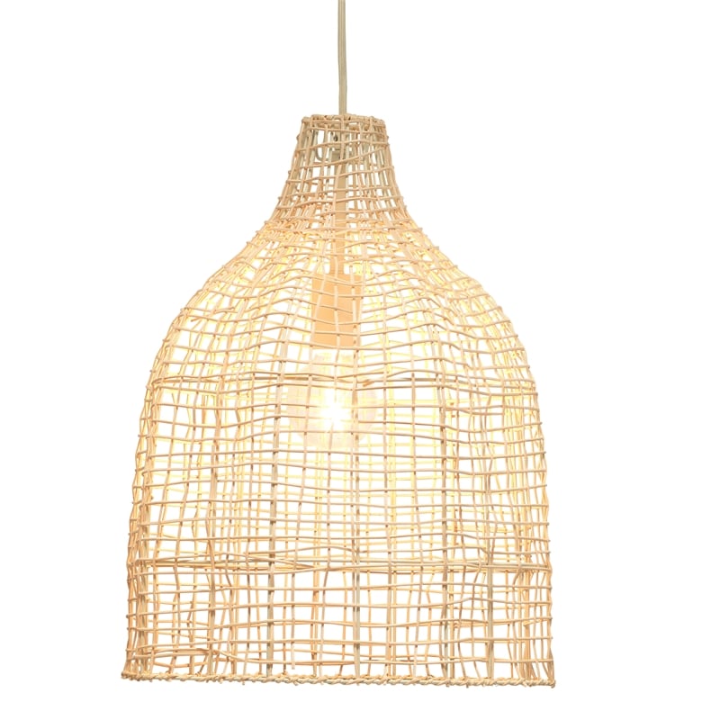J&D Designs Coastal Rattan Whisper Hand-woven Pendant in Mushroom Beige Finish