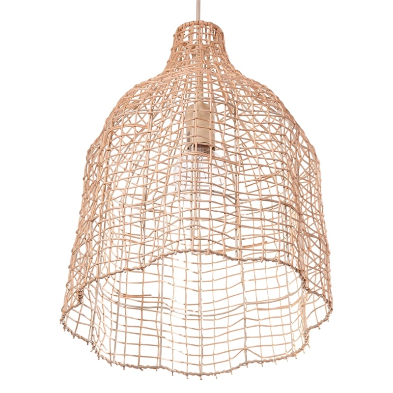 J&D Designs Coastal Rattan Whisper Hand-woven Pendant in Mushroom Beige Finish