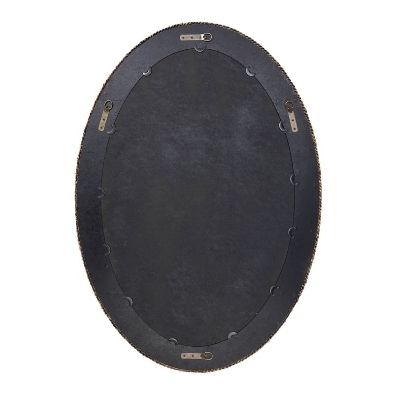 J&D Designs Lark Braided Oval Coastal Fabric Mirror in Brown/Natural Seagrass