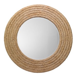 j&d designs meadow coastal style seagrass and fabric mirror in brown finish
