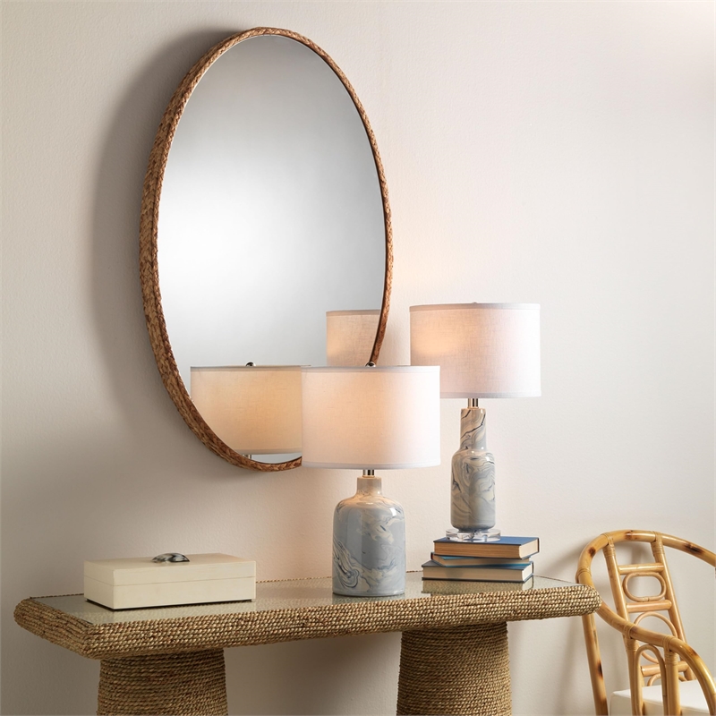 j&d designs oval coastal fabric sparrow braided mirror in natural finish
