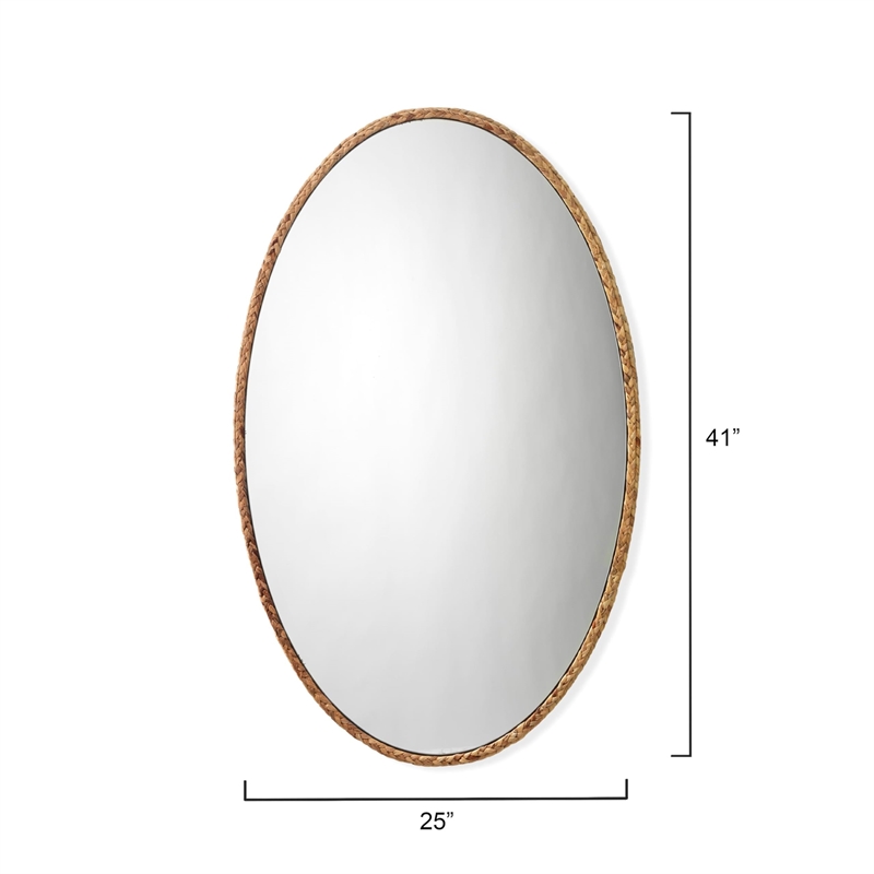 j&d designs oval coastal fabric sparrow braided mirror in natural finish