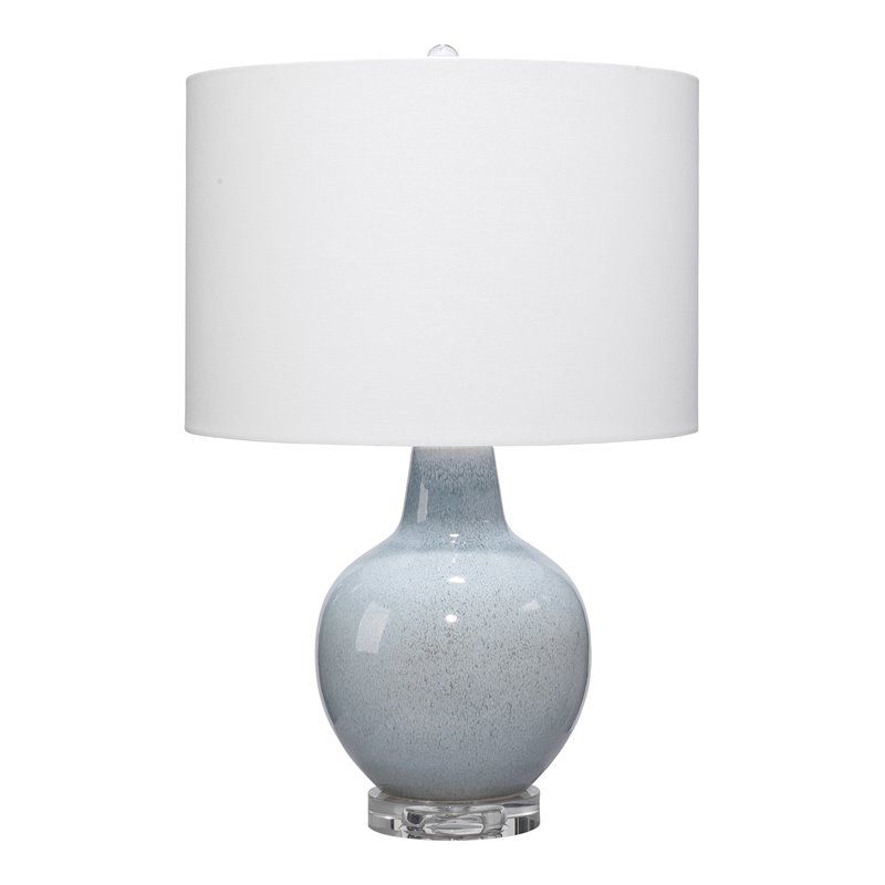 J&D Designs Aubrey Coastal Ceramic Table Lamp with Clear Acrylic Base in Blue