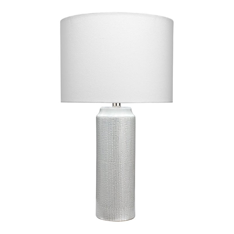J&D Designs Bella Coastal Ceramic Table Lamp with Linen Shade in Gray Finish